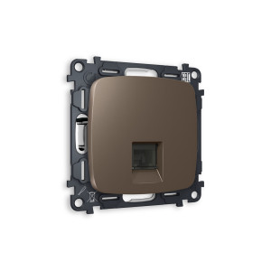 MO642010 Комплект механизма компьютерной розетки OMEGA Темная бронза матовый RJ-458P8C CAT6 с шторкой QUANT OP6420, VM188 AMBRELLA VOLT