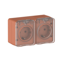 ATLASDESIGN PROFI IP54 О/У РОЗЕТКА двойная с заземлением со шторками, 16А, ТЕРРАКОТОВЫЙ ATN547026