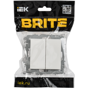 BRITE Выключатель 2-клавишный 10А безвинтовое крепление ВС11-2-0-БрБ белый IEK