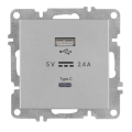 Arvia Electric, L/K Механизм, Розетка USB + Type C, (серебро)