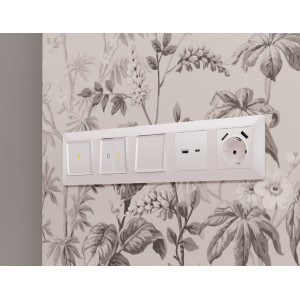 MA209010 Комплект механизма электрической розетки ALFA Жемчуг 2USB AA 18W быстрая зарядка сз QUANT AP2090, VM155 AMBRELLA VOLT