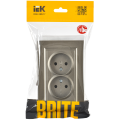 BRITE Розетка 2-местная без заземления без защитных шторок 10А в сборе РС12-2-БрШ шампань IEK