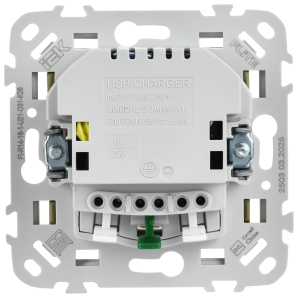 FLITE Розетка 1-местная с заземлением с защитными шторками 16А с USB A+A 3,1А безвинтовое крепление РСЮша11-1-ФлО оливковый IEK