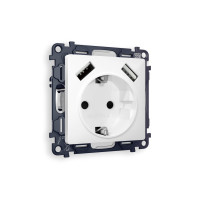 MA109010 Комплект механизма электрической розетки ALFA Белый глянец 2USB AA 18W быстрая зарядка сз QUANT AP1090, VM155 AMBRELLA VOLT