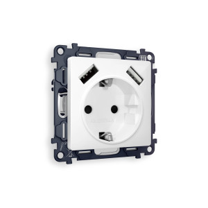 MA109010 Комплект механизма электрической розетки ALFA Белый глянец 2USB AA 18W быстрая зарядка сз QUANT AP1090, VM155 AMBRELLA VOLT