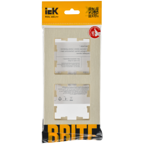 BRITE Рамка 2-местная РУ-2-Бр бежевый рифленый IEK