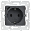 SKANDY Розетка с заземлением с защитными шторками 16А с USB C 18Вт SK-R17T титан IEK