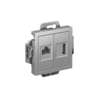 ATLASDESIGN РОЗЕТКА двойная HDMI+RJ45, кат. 5е, механизм, АЛЮМИНИЙ ATN000382