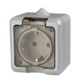 Розетка 1-м ОП Dita 16А IP54 250В с заземл. с прозр. крышкой сер. TOKOV ELECTRIC TKL-DT-R1Z-C06T-IP54