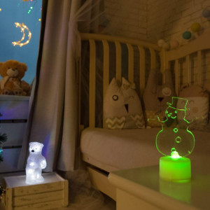 Фигура светодиодная Снеговик в шляпе 10см 1LED RGB 0.1Вт 4.5В IP20 на подставке элементы питания 3хAG13(LR44) (в компл.) Neon-Night 501-043