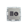 BRITE Розетка двойная TV+RJ45 кат.5E РТВ/РК12-БрС сталь IEK
