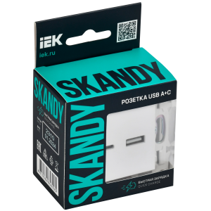 SKANDY Розетка USB A+C 3,1А SK-R14W арктический белый IEK
