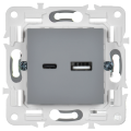 SKANDY Розетка USB A+C 3,1А SK-R14Gr серый IEK