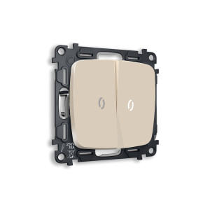 MO324035 Комплект механизма 2-кл проходного выключателя с подсветкой 5600K OMEGA Бежевый матовый QUANT OP3240, VM120, G25W AMBRELLA VOLT