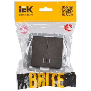 BRITE Выключатель 2-клавишный с индикацией 10А ВС10-2-1-БрТБ темная бронза IEK