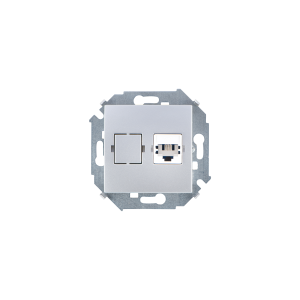 Розетка телефонная RJ11 Simon SIMON 15, скрытый монтаж, алюминий, 1591480-033
