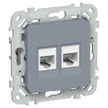 FLITE Розетка 2-местная RJ45/RJ11 категория 5Е/3 UTP РКТ5е/3-2-0-ФлМ маренго IEK