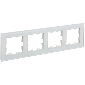 BRITE Рамка 4-местная РУ-4-2-Бр стекло белый матовый IEK