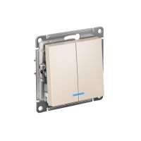 ATLASDESIGN 2-клавишный ВЫКЛЮЧАТЕЛЬ с подсветкой, сх.5а, 10АХ, мех., быстрозажим. клем., БЕЖЕВЫЙ ATN000253S