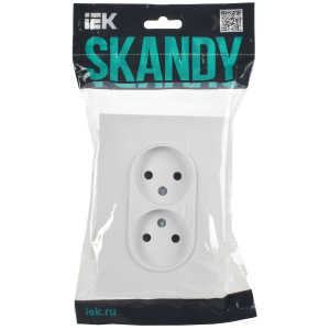 SKANDY Розетка 2-местная без заземления без защитных шторок 10А в сборе SK-R10W арктический белый IEK