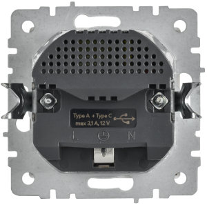 BRITE Розетка 1-местная с заземлением с защитными шторками 16А с USB AC 18Вт РЮш11-1-БрГН металл хромникель IEK