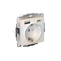 ATLASDESIGN РОЗЕТКА 16А c 2 USB A+C, 5В/2,4А/3,0А, 2х5В/1,5А, механизм, ЖЕМЧУГ ATN000432