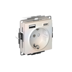 ATLASDESIGN РОЗЕТКА 16А c 2 USB A+C, 5В/2,4А/3,0А, 2х5В/1,5А, механизм, ЖЕМЧУГ ATN000432