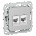 FLITE Розетка 2-местная компьютерная RJ45 категория 5Е UTP РК5е-2-0-ФлА алюминий IEK