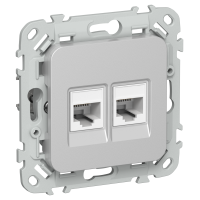 FLITE Розетка 2-местная компьютерная RJ45 категория 5Е UTP РК5е-2-0-ФлА алюминий IEK