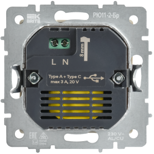 BRITE Розетка USB A+C 45Вт высокоскоростная зарядка РЮ11-2-БрШ шампань IEK