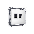 MA132110 Комплект механизма компьютерной двойной розетки RJ-45 с автоматической защитной шторкой ALFA Белый матовый QUANT (AP1321, VM189) AMBRELLA VOLT
