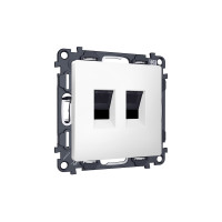 MA132110 Комплект механизма компьютерной двойной розетки RJ-45 с автоматической защитной шторкой ALFA Белый матовый QUANT (AP1321, VM189) AMBRELLA VOLT