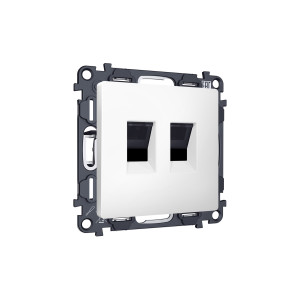 MA132110 Комплект механизма компьютерной двойной розетки RJ-45 с автоматической защитной шторкой ALFA Белый матовый QUANT (AP1321, VM189) AMBRELLA VOLT