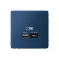 ARTGALLERY USB РОЗЕТКА A + тип-C 45Вт высокоскор.заряд. QC, PD, механизм, АКВАМАРИН GAL001129
