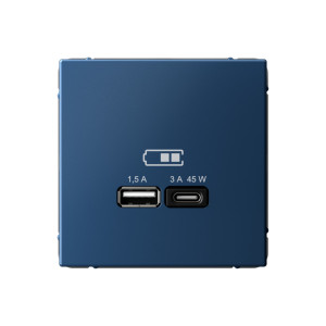 ARTGALLERY USB РОЗЕТКА A + тип-C 45Вт высокоскор.заряд. QC, PD, механизм, АКВАМАРИН GAL001129