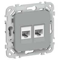 FLITE Розетка 2-местная компьютерная RJ45 категория 5Е UTP РК5е-2-0-ФлС серый IEK