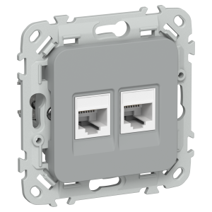 FLITE Розетка 2-местная компьютерная RJ45 категория 5Е UTP РК5е-2-0-ФлС серый IEK