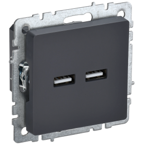 BRITE Розетка USB A+A 5В 3,1А РЮ10-1-БрГ графит IEK