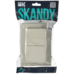 SKANDY Розетка 2-местная и крышкой 16А в сборе IP44 SK-R12B бежевый IEK