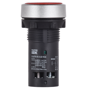 Кнопка IP65 моноблок возвратная 1NO+1NC красная MASTER IEK