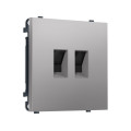 MS512110 Комплект механизма компьютерной двойной розетки SIGMA Сталь матовый RJ-45 (8P8C) CAT6 с/ш QUANT PRO (SP5121, PR189)