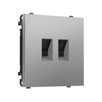 MS512110 Комплект механизма компьютерной двойной розетки SIGMA Сталь матовый RJ-45 (8P8C) CAT6 с/ш QUANT PRO (SP5121, PR189)