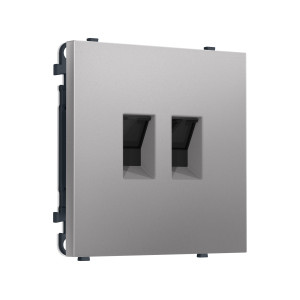 MS512110 Комплект механизма компьютерной двойной розетки SIGMA Сталь матовый RJ-45 (8P8C) CAT6 с/ш QUANT PRO (SP5121, PR189)
