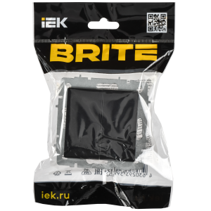 BRITE Выключатель 2-клавишный 10А безвинтовое крепление ВС11-2-0-БрЧ черный IEK