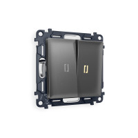 MA654010 Комплект механизма 2-кл выключателя с подсветкой 3200K ALFA Антрацит серый QUANT (AP6540, VM115, G11Y) AMBRELLA VOLT