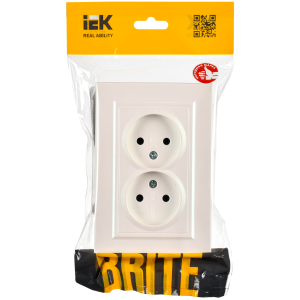 BRITE Розетка 2-местная без заземления без защитных шторок 10А в сборе РС12-2-БрЖ жемчуг IEK