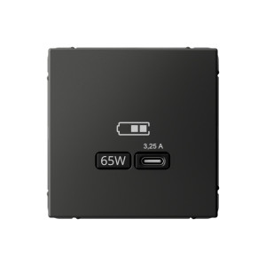 ARTGALLERY USB РОЗЕТКА тип-С 65Вт высокоскор.заряд. QC, PD, механизм, БАЗАЛЬТ GAL001427