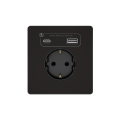 Systeme Infinity, Розетка СУ с ЗК и зар.устр.USB АС 20Вт 250В, 16А, защит.шторки, Полярная ночь