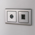 WL02-RJ-CP Накладка для розетки Ethernet RJ-45  и телефонной розетки RJ11 (глянцевый никель) Werkel