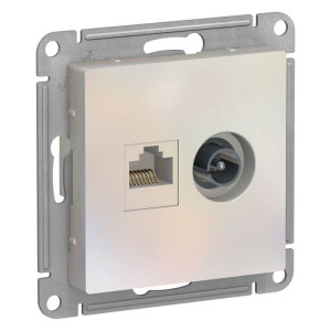 ATLASDESIGN РОЗЕТКА двойная ТВ + компьютерная RJ45 кат. 5e, механизм, ЖЕМЧУГ ATN000489